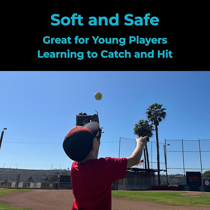 LoFli Limited-Flight Training Baseballs - Regulation Size & Weight, Soft, Safe & Durable - Indoor & Outdoor Practice for Kids & Adults – 6 Pack – Yellow