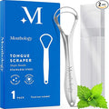 Mouthology Metal Tongue Scraper, Reduce Bad Breath in Seconds, Stainless Steel Tongue Cleaners for Adults, Metal Tounge Scrubber, Tongue Scraper Cleaner for Fresh Breath Tongue Brush (One Pack)