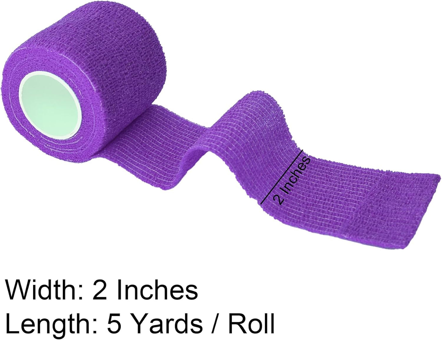 15 Pack Cohesive Wrap 2 Inch x 5 Yards Self Adherent Vet Tape for Pets, Elastic Self Adhesive Bandage Wrap for Sports, Finger, Wrist, Ankle (Purple)