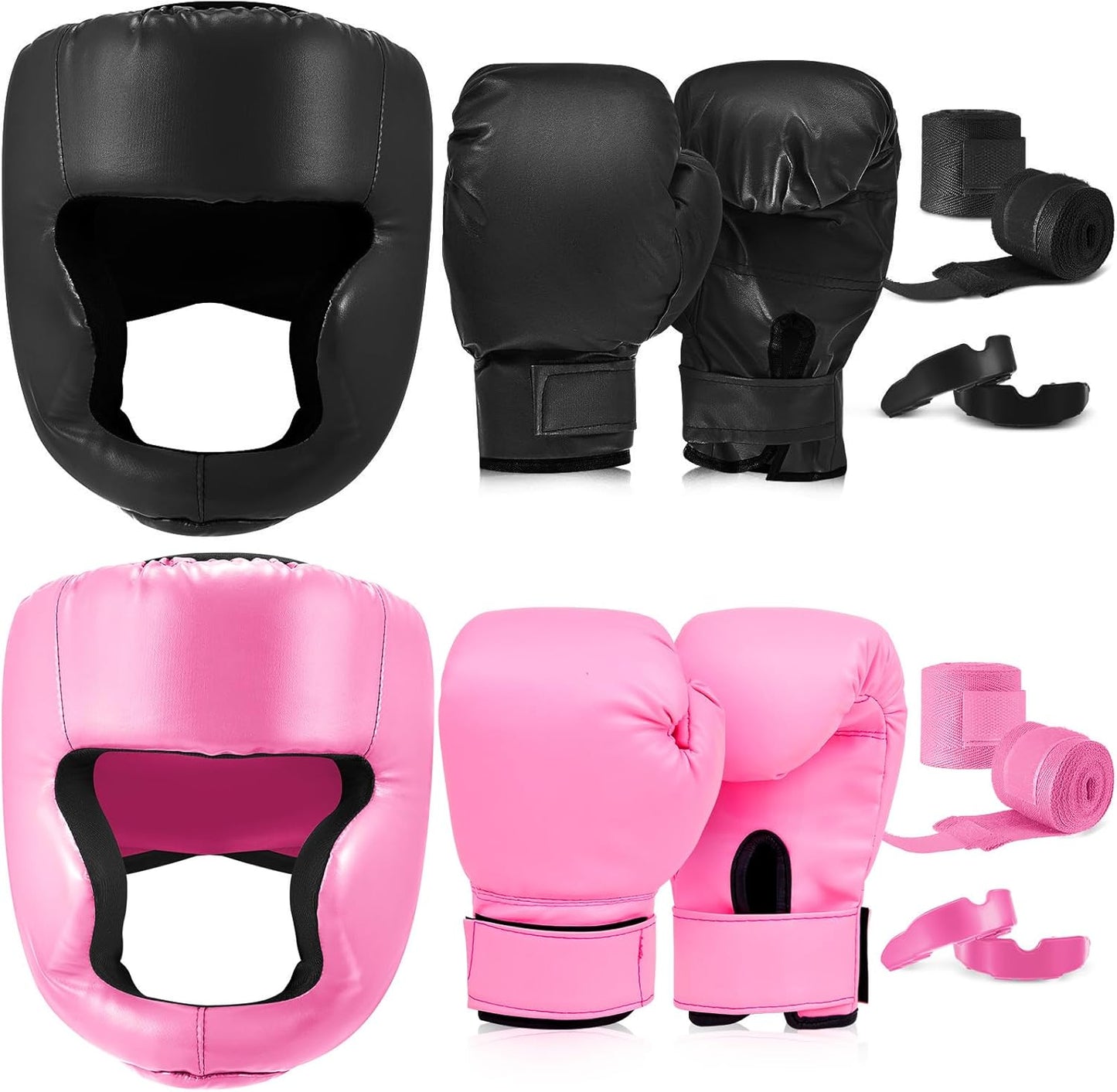 Kanayu 14 Pcs Boxing Set Including 2 Pair of 16 oz Boxing Gloves Headgear Helmet and Hand Wraps Mouth Guards Gifts for Adults Youth Beginners Training Equipment