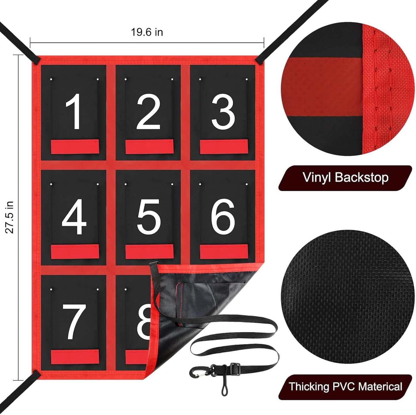 Adjustable Strike Zone Target for Baseball Net,Numbered Pitching Pad,Baseball Softball Target,Practice Throwing and Hitting with Accuracy,for 6x6,7x7 or 8x8 Foot Nets