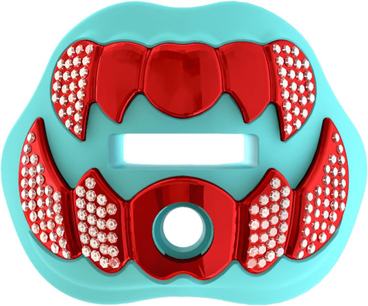 LeCool Football Mouth Guard with Connected Strap- 3D Beast Chrome Adult and Youth Mouth Guard-Mouth Piece for Sports for Maximum Air Flow and Teeth Protection