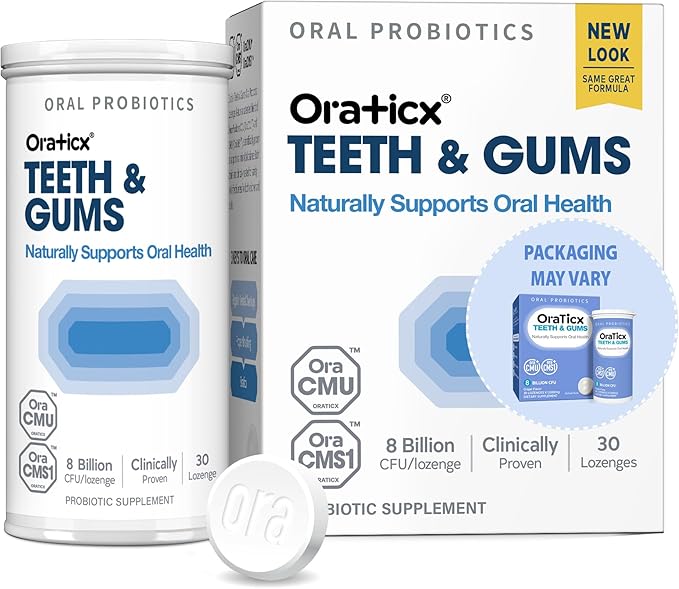 OraTicx Teeth & Gums Oral Probiotics, 8 Billion CFU - Naturally Supports Oral Health, Fresh Breath, and Immunity, Dental Probiotic Supplement, Grape Flavor 30 Lozenges 1-PK