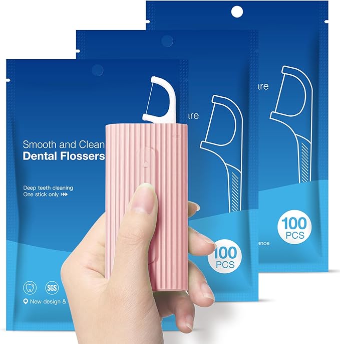 Travel Floss Picks,Best Dental Flossers for Super Clean Teeth,310 Count Portable Travel Flossers with Pink Refillable Ultra Small Dental Floss Picks Case,Pocket Toothpicks Sticks(Pink)