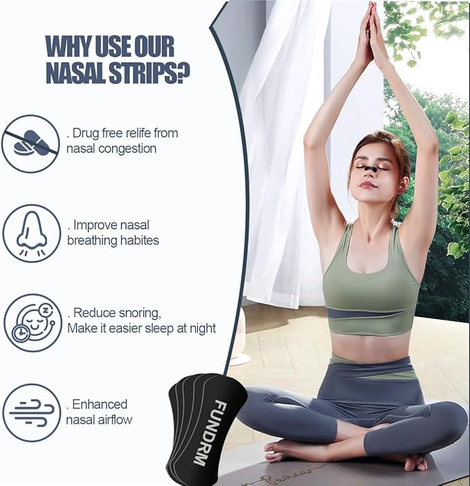 Nasal Strips for Anti Snoring for Men, Women Nose Tapes for Breathing Increased Airflow Nasal Congestion Nose Adhesive for Improve Sleep Patches On Sensitive Skin (30 Pack)