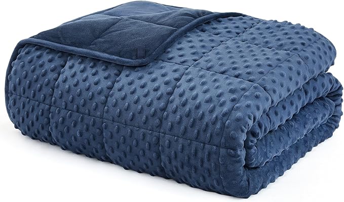 L'AGRATY Weighted Blanket for Adult - 48"x72" 15lbs Minky Dots Heavy Blanket with Glass Beads: Soft Breathable for All-Season Summer Fall Winter Thick Comfort for Sleeping