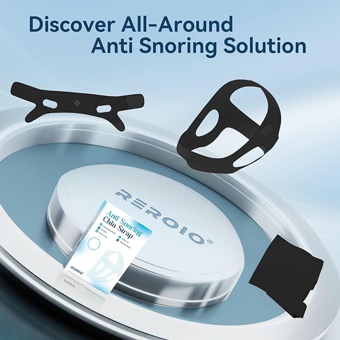 Chin Strap for Sleeping with 4-Side Adjustment, Anti Snoring Chin Strap Elasticity for Adults, Anti Snoring Devices Breathable and Durable, Snore Stopper for CPAP Users, Black, M