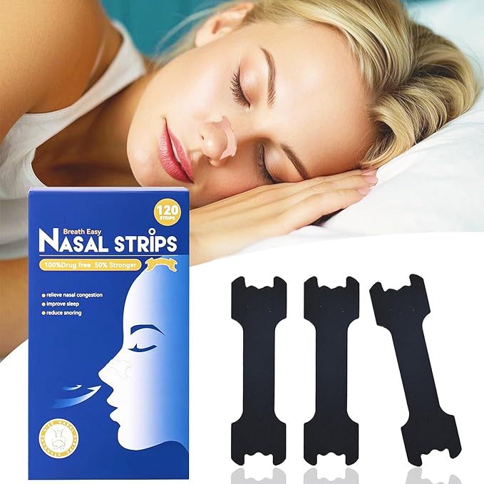 120Pcs Nasal Strips for Snoring, Nose Strips for Breathing, Snoring Aids for Men & Women, Helps Reduce Snoring & Improves Sleep (Black,120)