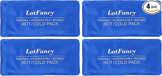 LotFancy Ice Pack for Injuries, 4 Reusable Hot Cold Packs for Therapy, Cooling or Heating Gel Pad for First Aid, Back, Shoulder, Neck, Head, Feet Pain Relief, 10.5 x 5 Inches