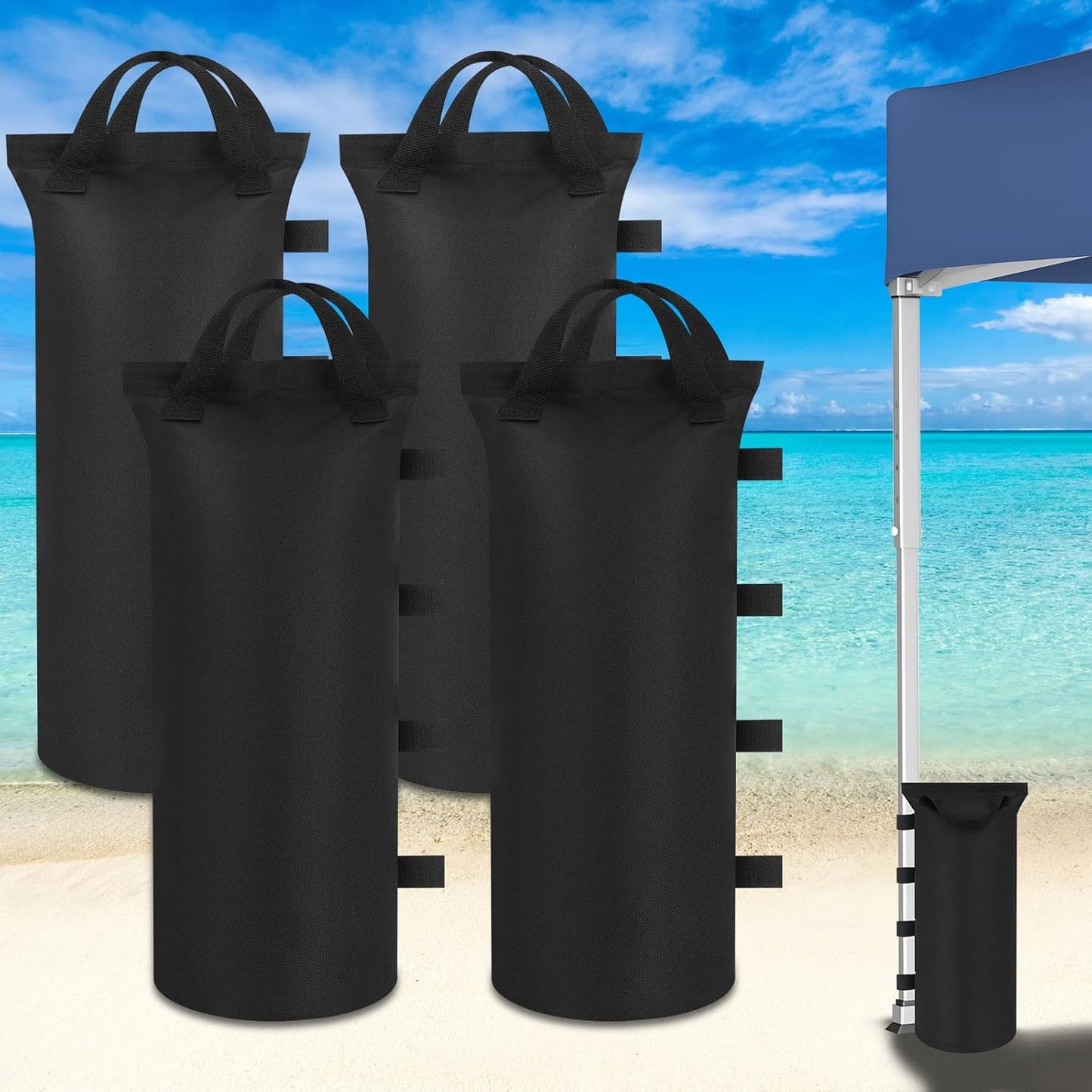 Kaskawise Sand Bags for Canopy Weights Set of 4,120LBS Sand Bags for Canopy Legs,900D Oxford SandBags for Pop up Tent Weights,Outdoor Tent,Patio Umbrella,Gazebo,Sun Selter, Black