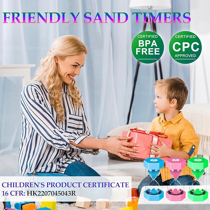 1 Minute Hourglass,Colorful Sand Watch 1 Min,Small Blue Sand Clock one Minute,Plastic Hour Glass Sandglass for Kids,