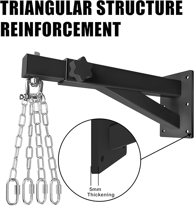Adjustable Heavy Duty Bag Hanger,Wall Mount Punching Bag Hanger,Thickened Steel Plate and Stainless Steel kit for Home Gym Indoor Outdoor (Supports up to 900Ib)