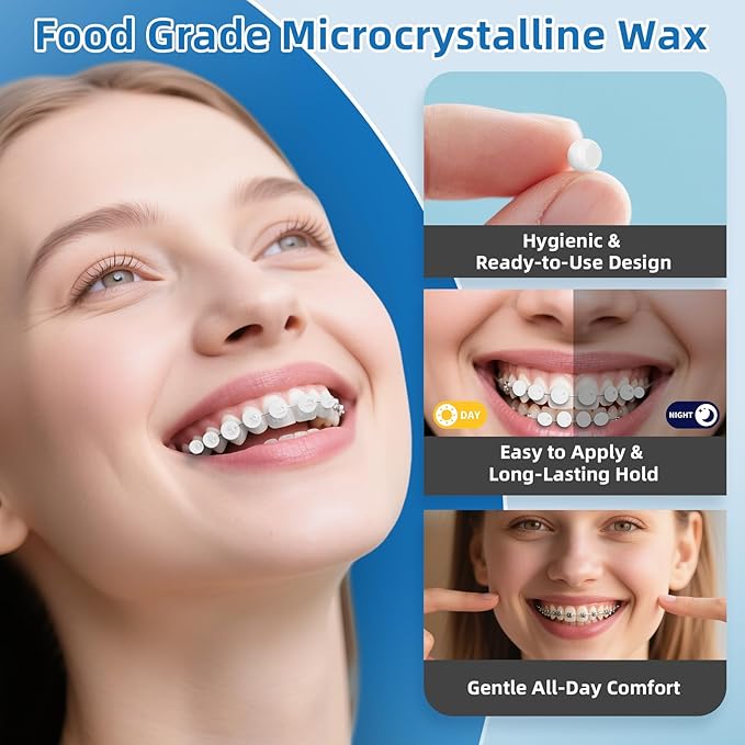 RioRand Orthodontic Wax for Braces Wax 120 Individual Hygienic Packaging Clear dental Wax Dots Portable and Easy to Tear Mint