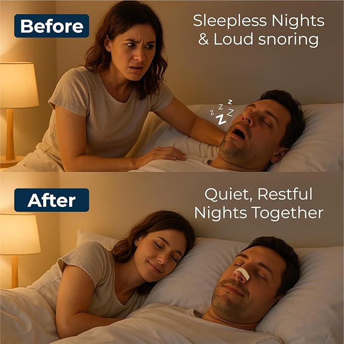 TapeGeeks Nasal Strips for Snoring Relief – Hypoallergenic Nose Strips for Breathing – Strong Hold, Gentle on Skin, Latex-Free, 30 Count