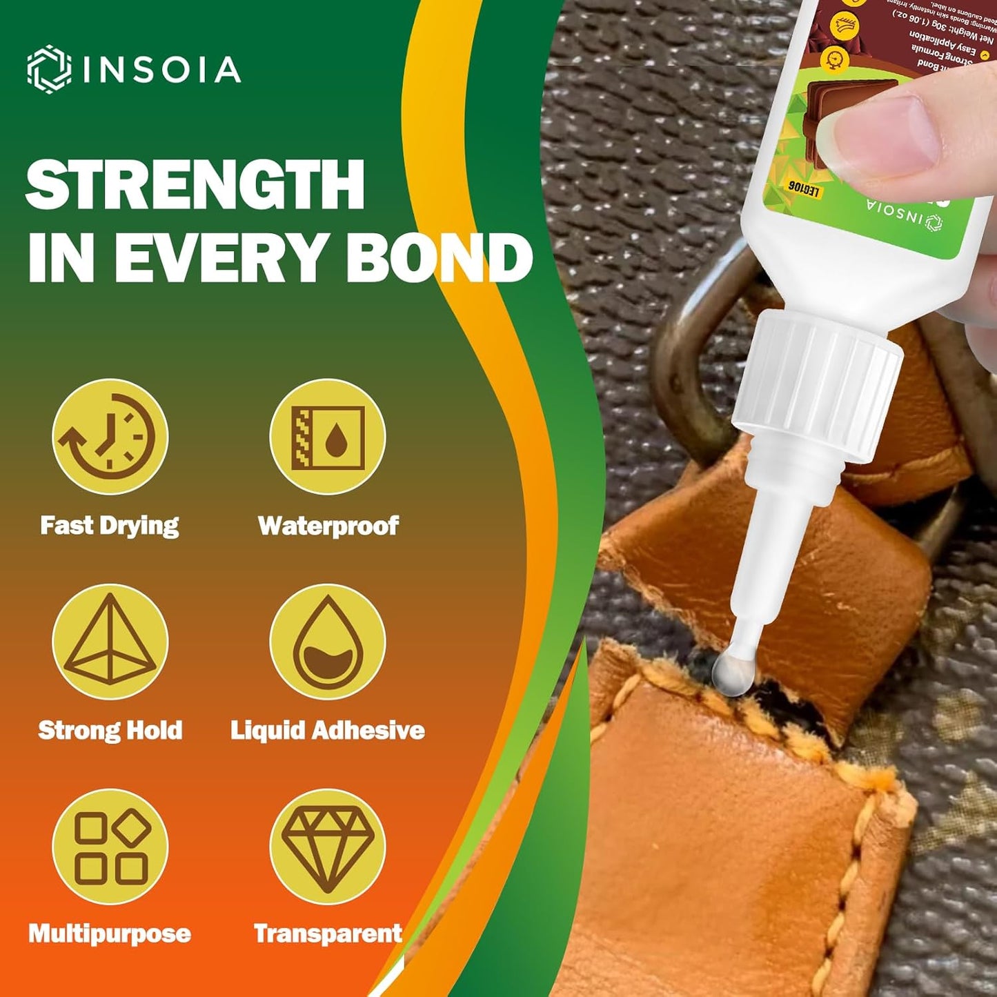 Leather Glue Repair, 20g Strong Adhesive Clear for Crack & Patch Repair Super Glue for Flexible Bonds Waterproof Glue for Purses, Jackets, Bags, Shoes and More