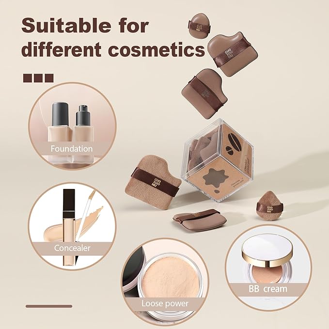 12Pcs Powder Puffs Set With 2 Cases, Makeup Powder Puff, Velour Makeup Puff, Setting Powder Puff, Reusable & Washable, Ideal For Foundation, Powder Cream, Setting, Christmas Gifts For Women