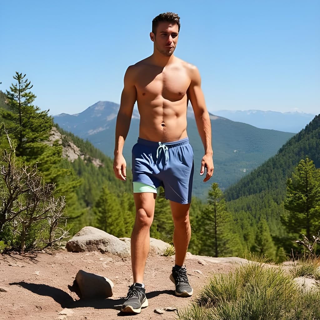 INGEAR Men's Athletic Stretch Workout Shorts Gym Quick Dry Running Trunks Boxer Lining