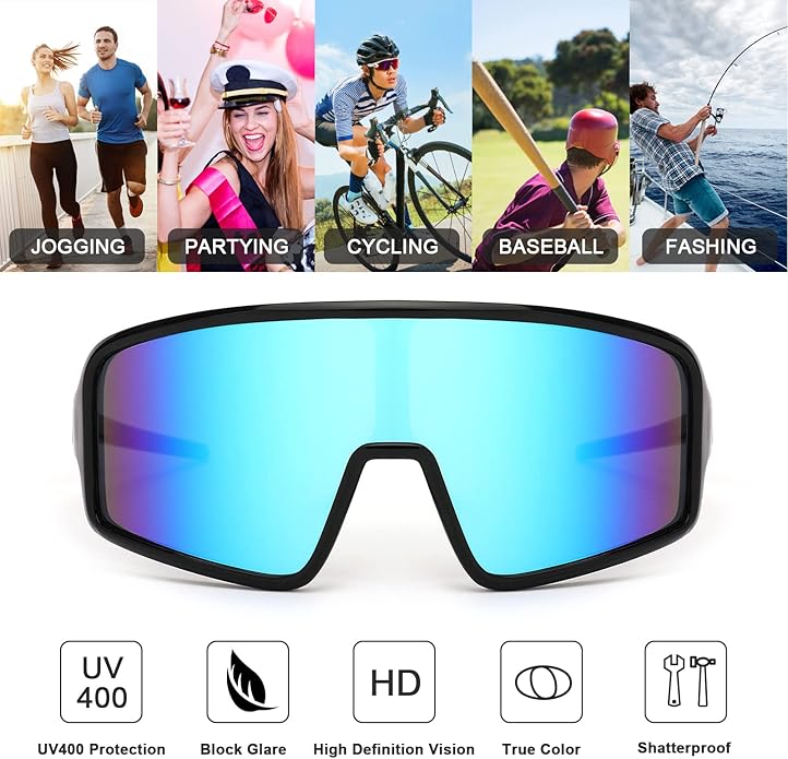 Karsaer Vision Sports Sunglasses Cycling Glasses Baseball Softball Sunglasses Unisex for Adult Youth Kids Boys Girls 8-16