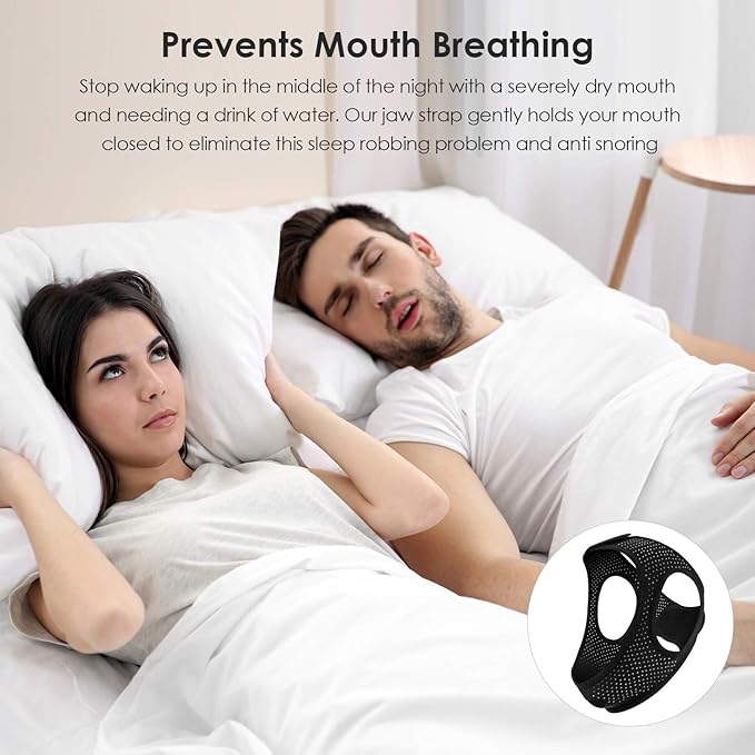 Chin Strap for Sleeping,Anti Snoring Chin Strap for CPAP Users,Don't Fade,Adjustable and Breathable Chin Strap-Keep Mouth Closed for Effectively Reduce Snoring,Skin-Friendly Comfortable Sleeping (1)