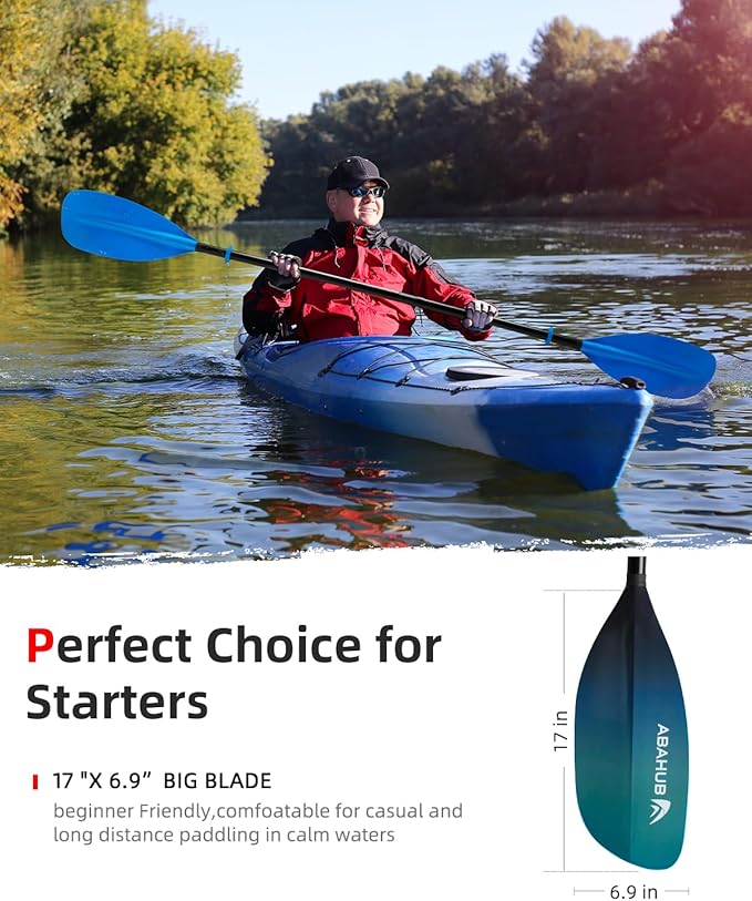 Abahub Adjustable Kayak Paddle 210-230 cm/ 230-250 cm Floating Kayaking Oars Boating Oars Canoeing Oars Black