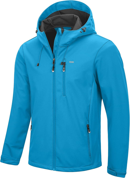 33,000ft Men's Softshell Jacket with Hood Waterproof Windbreaker Lightweight Rain Shell Jacket for Outdoor Hiking Travel
