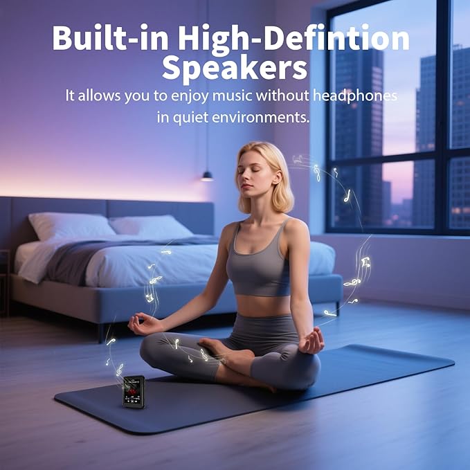 64GB MP3 Player with Bluetooth 5.3, QNGEE 2.4 inch Full Touchscreen Music MP3 for Kids, FM Radio, Voice Recorder, HiFi Sound, E-Book, Earphones Included