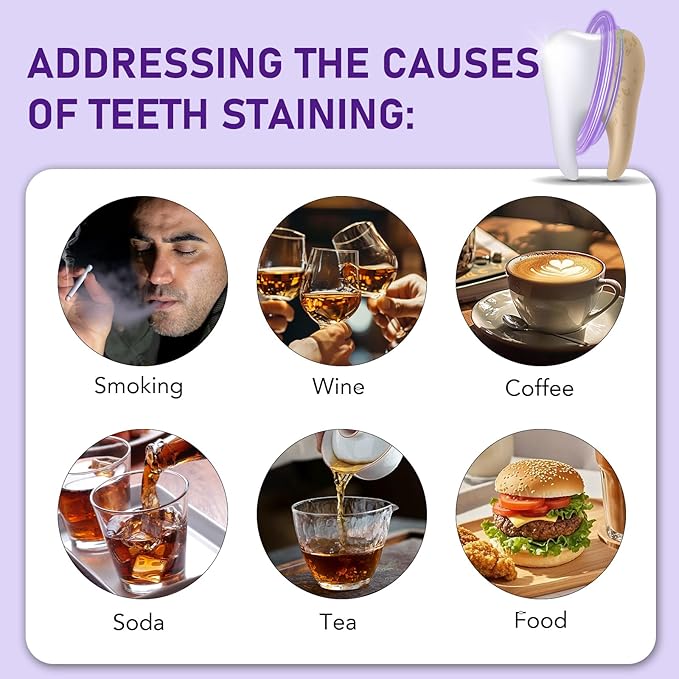 Purple Brightening Powder - Purples Toothpaste for Teeth Whitening-No Sensitivity- Stain Removal & Enamel Safe | Fresh Breath Formula with Unique Purple |for Coffee/Smokers/Tea