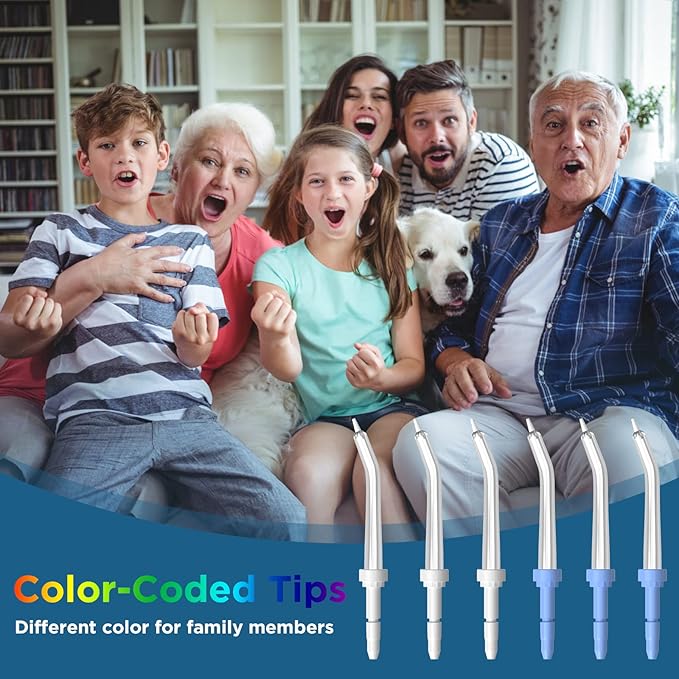 Replacement Heads for Waterpik, Replacement Picks for Water Pik Water Flosser (6 Periodontal Tips + Storage Case)