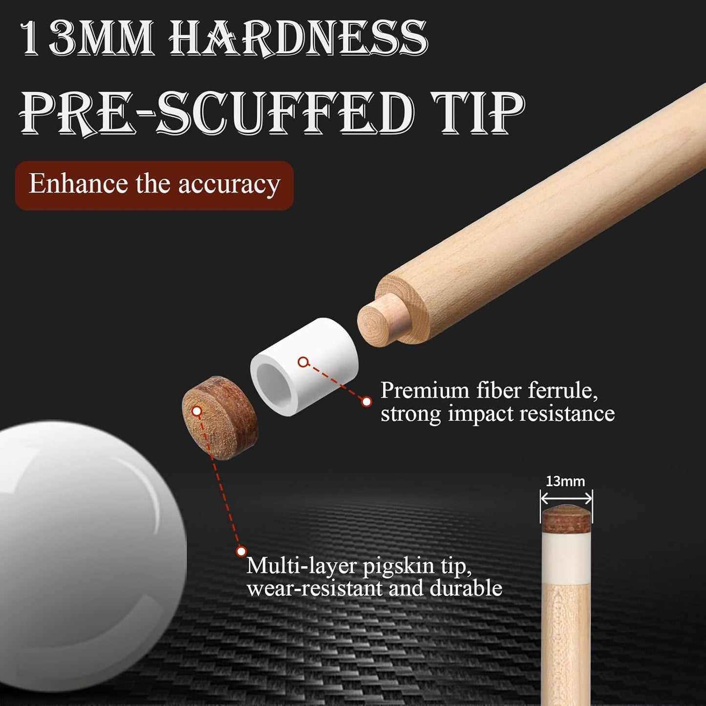 Advanced Pool Stick with Telescopic Cue Extension, Original Dyeing Brown Cue Sticks for Billiard Enthusiasts, 58'' Pool Cue Set with Accessories (Leatheret Carry Bag, Chalks, Gloves)