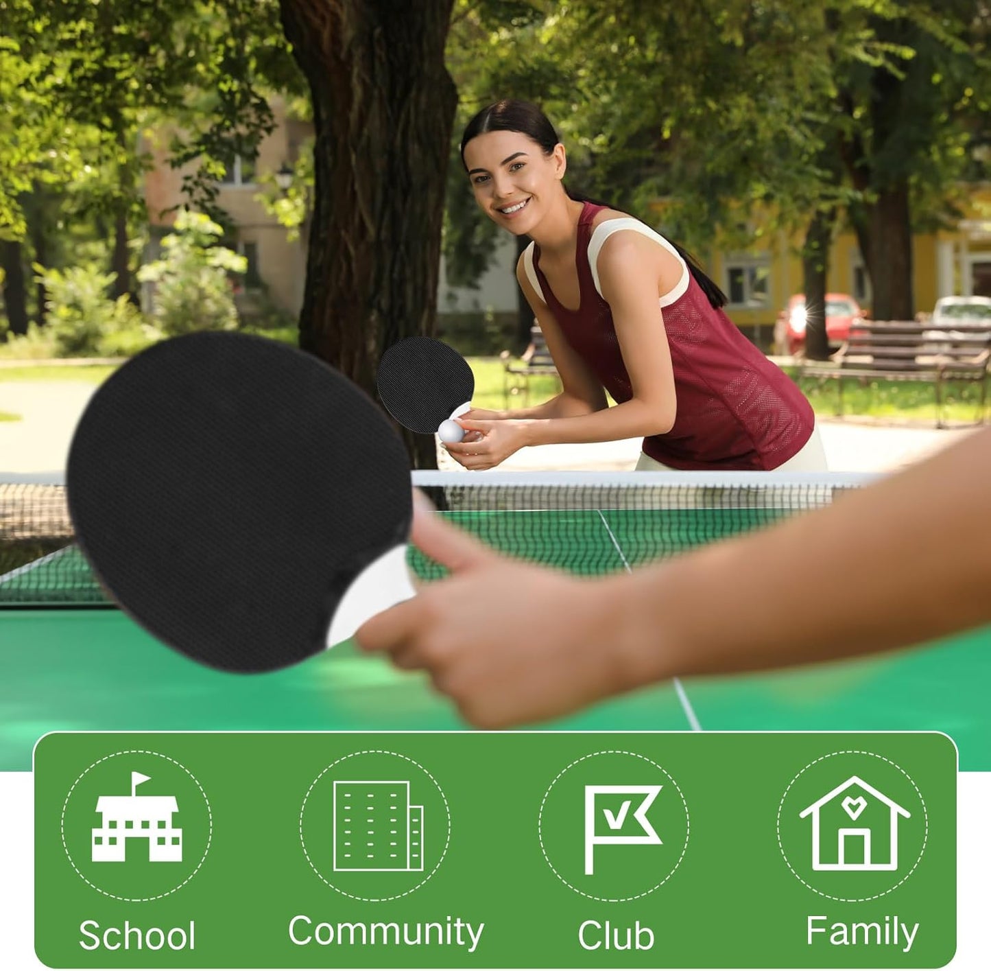 Junkin 8 Pieces Table Tennis Paddles Kit Professional Rackets Set Portable Composite Rubber Table Tennis Racquets with 8 Balls for Indoor and Outdoor