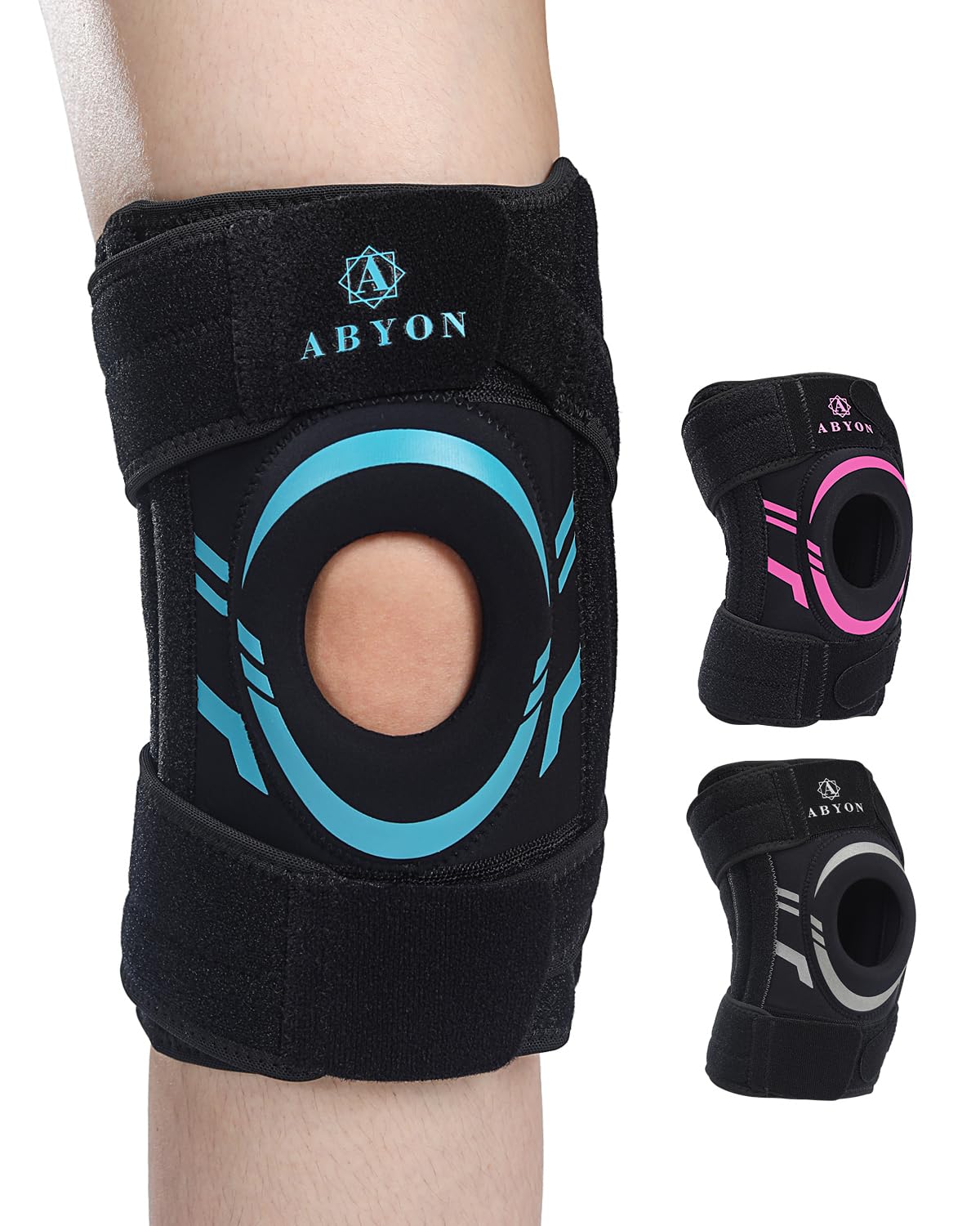 ABYON Knee Brace for Pain Relief, Meniscus Tear, Arthritis, ACL and Joint Support – Open Patella Dual Side Stabilizer Knee Support with Medical-Grade Compression for Men and Women - Please Check How To Size Video