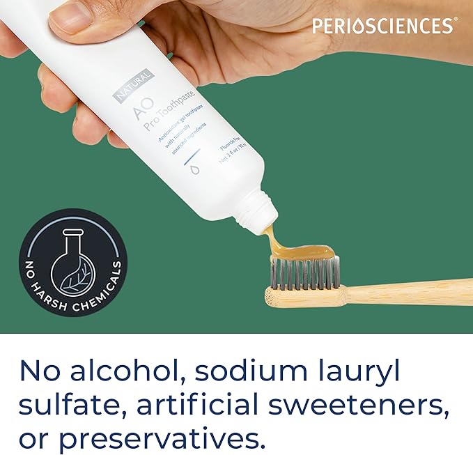 PerioSciences AO Pro Natural Toothpaste with Nano Hydroxyapatite, Remineralizing, Fluoride Free, SLS Free, Gluten Free 3 fl oz / 90ml - Pack of 2