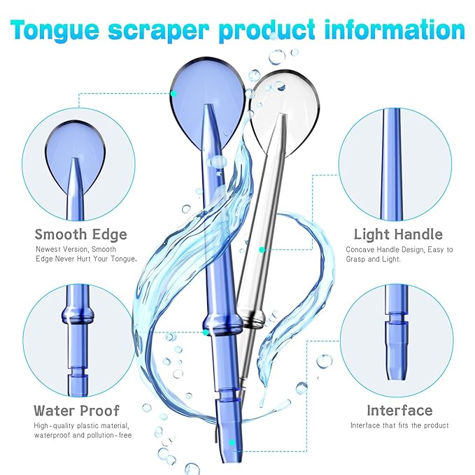 Tongue Cleaner Tip for Waterpik Water Flosser, Tongue Scraper Attachment Replacement for Waterpik Water Flosser, 3PCS