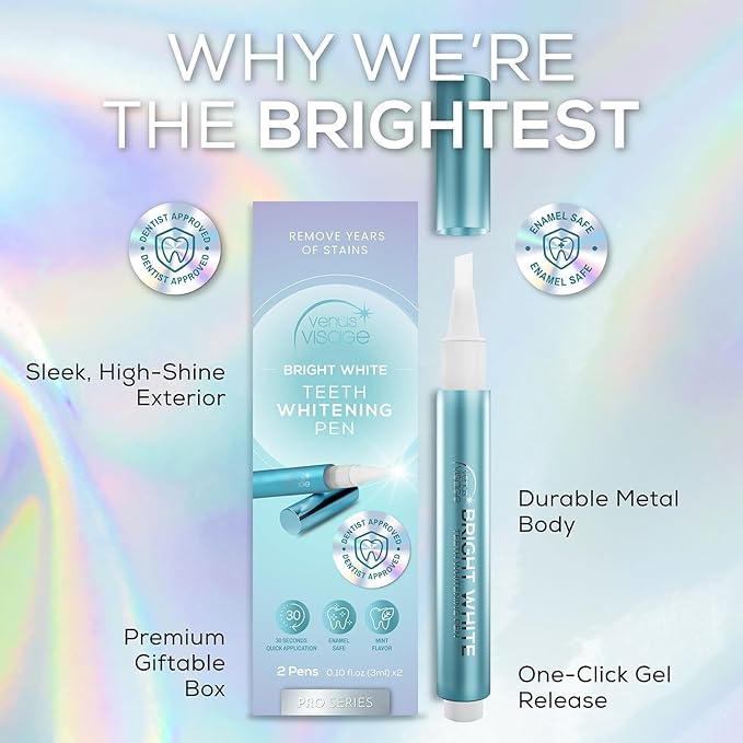 Venus Visage Teeth Whitening Pen (1 Pack) - Effective Teeth Whitening Gel - 10+ Uses - Professional Formula - Mint Flavor - No Sensitivity
