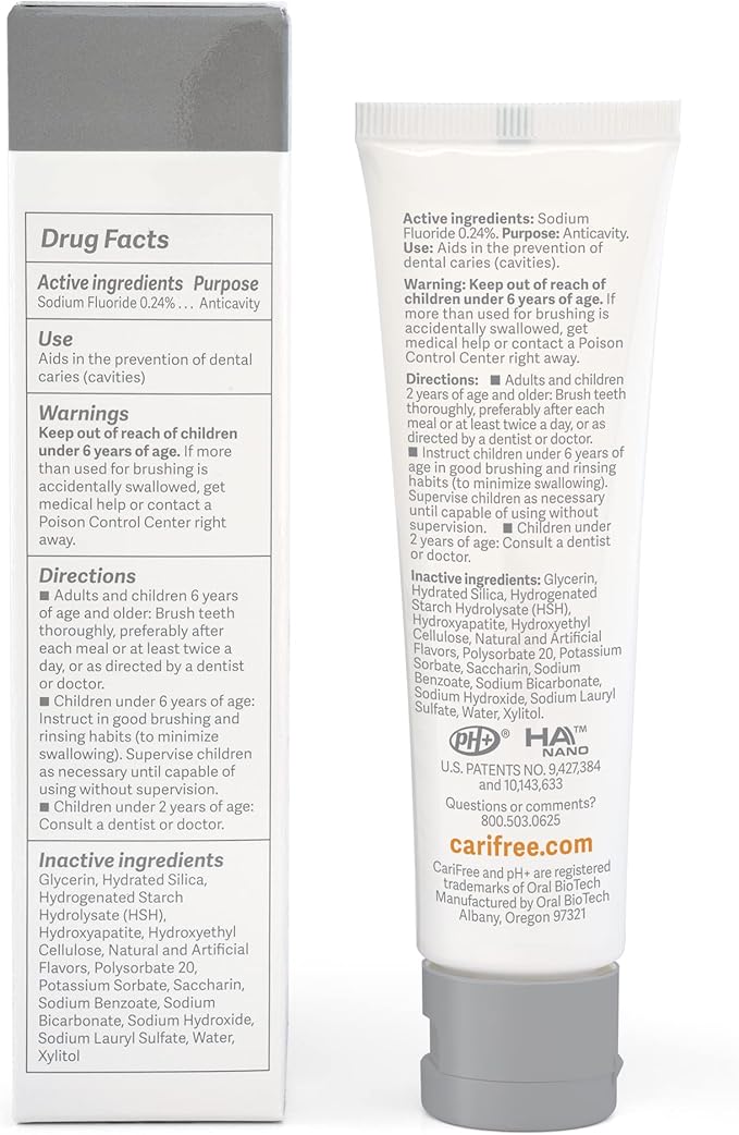 CariFree Gel 1100, Citrus Flavored, Anti-Cavity Fluoride Toothpaste with Nano Hydroxyapatite for pH Neutralization, Cavity Prevention & Enamel Protection, Dentist Recommended, Dentist Developed