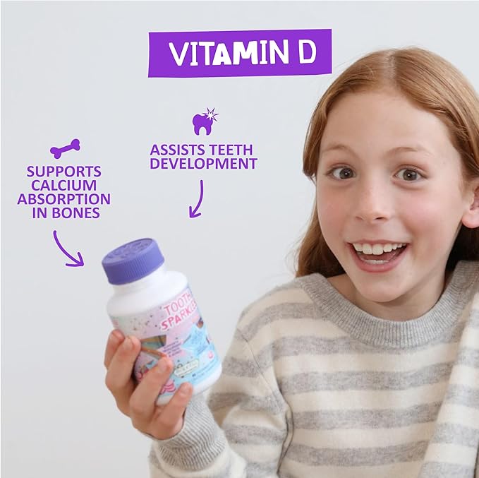 Jack N' Jill Tooth Sparkles - Tooth Cleaning Calcium Chews, Supports Teeth & Bone Development, Natural Flavors, with Xylitol, Vitamin D & Calcium, Sugar-Free - Natural Strawberry, 60 Tablets