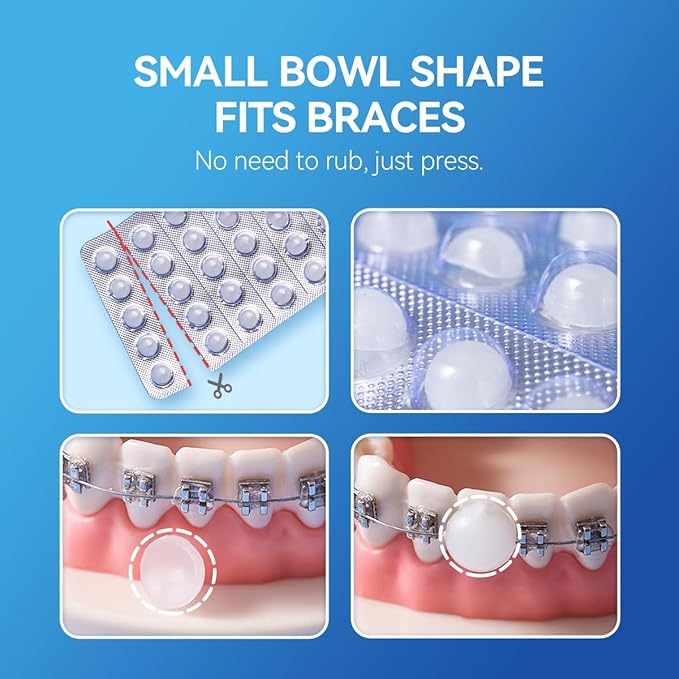 YANDY Orthodontic Wax for Braces,New Upqraded Bowl-Shape,Dental Wax,Pain Relief for Braces,90 Individually Packed, No Kneading Needed,Original Flavor,Braces Kit.