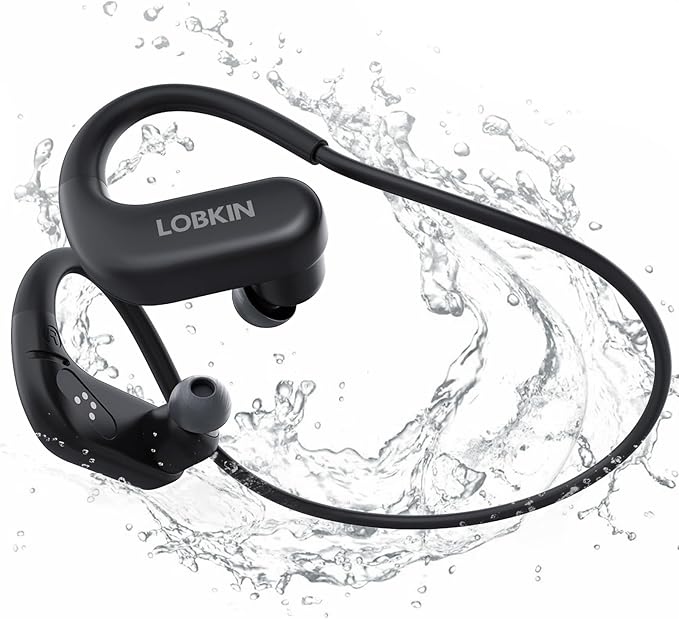 LOBKIN Waterproof Earbuds for Swimming, Bone Conduction Headphones IPX8 Swimming Headphones 8GB Memory Bluetooth 5.4 Wireless 8H Playtime in Ear Underwater Sport Earphones for Swimming, Running