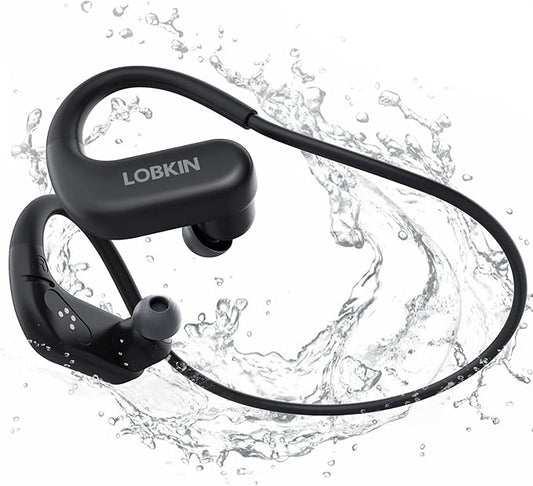 LOBKIN Waterproof Earbuds for Swimming, Bone Conduction Headphones IPX8 Swimming Headphones 8GB Memory Bluetooth 5.4 Wireless 8H Playtime in Ear Underwater Sport Earphones for Swimming, Running