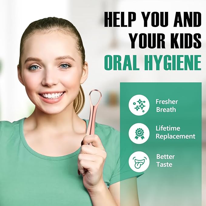 RONAVO Tongue Scraper Cleaner for Adults and Kids, Oral Hygiene, Oral Health, Improve Taste, No Smell, No Rust, 2 Colors (4 Pack)