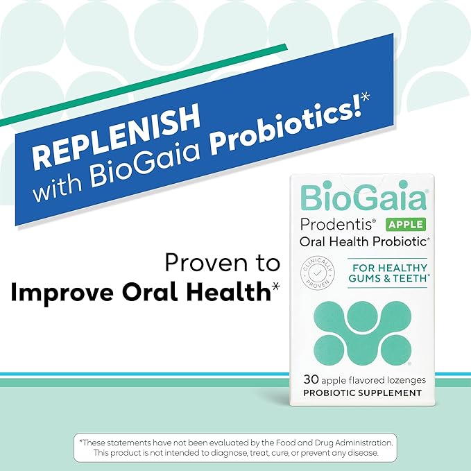 BioGaia Prodentis | Oral Probiotics | Promotes Healthy Gums & Teeth | Defends Against Bad Breath & Dental Problems | Improves Oral Health | Apple Flavored Dental Probiotic Lozenge
