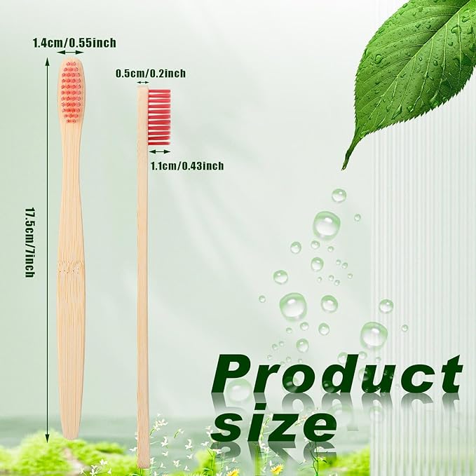 Sieral 12 Pcs Bamboo Toothbrushes Bulk, Soft Bristle Toothbrush for Adults, Natural Wooden Toothbrushes, Vegan Organic Bamboo Travel Tooth Brush, Individually Wrapped, 7 Inch 12 Color