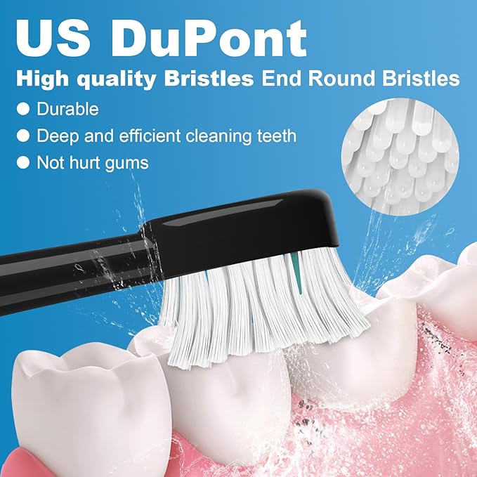 Replacement Brush Heads for WaterPik Sonic-Fusion 2.0 Flossing Toothbrush (SF-03/SF-04) and Sonic-Fusion Flossing Toothbrush (SF-01/SF-02),4 Count Black with Covers