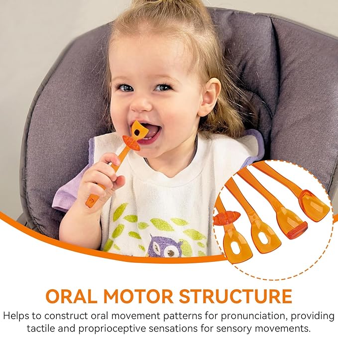 4PCS Tongue Trainer, Plastic Tongue Tip Exerciser Portable Oral Lips Exerciser Plastic Perceiving Recovery Tool for Dysarthria(Orange)