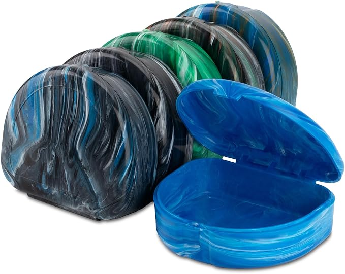 Practicon Glacier Marble Retainer Cases, Clear Aligner Case, Dental Orthodontic Retainer Boxes, Mouth Guard Holder, 6 Pack