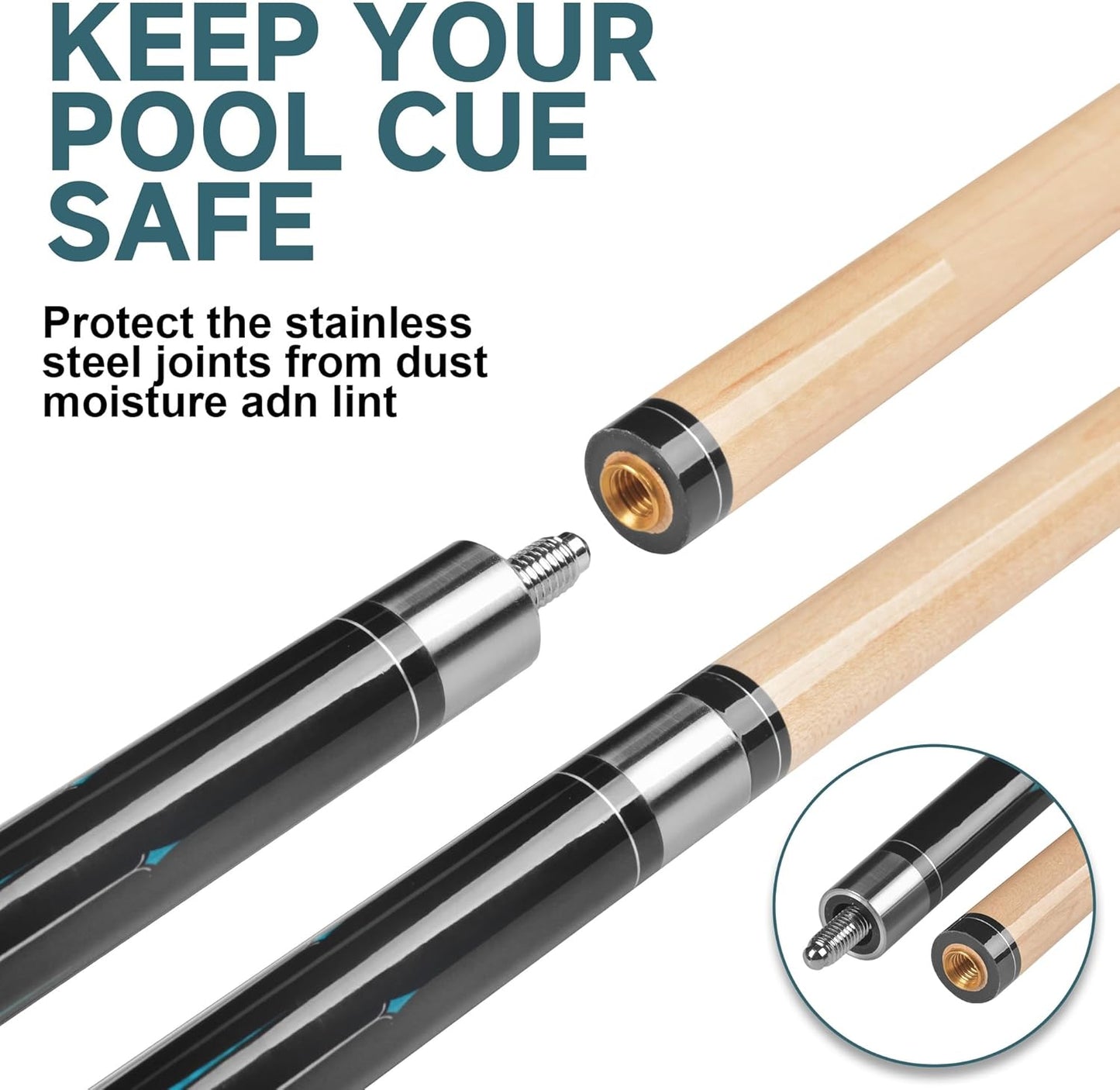 HomeSeason Pool Cue Stick 57" Billiard Cue Sticks Professional Low Deflection Pool Sticks