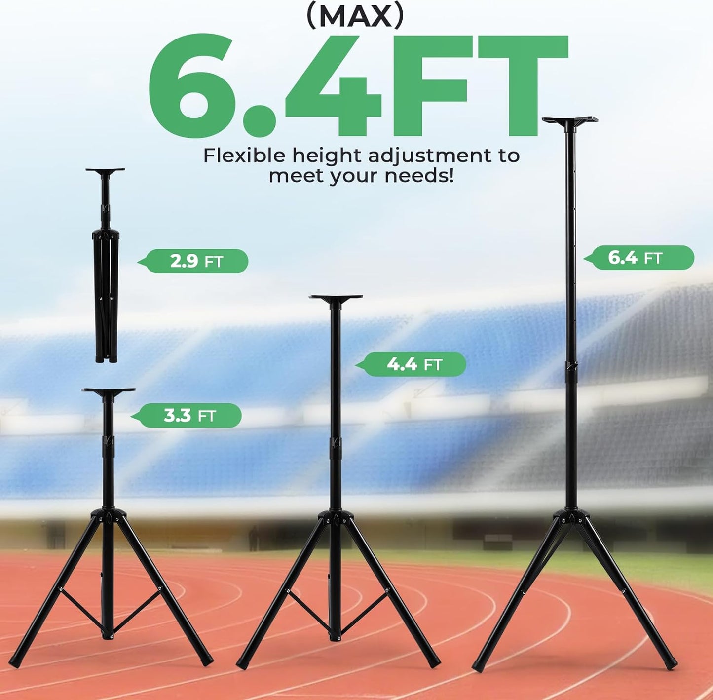 6.4FT High LED Large Timer Race Clock with Tripod Cordless Countdown/up Clock Stopwatch with IR Remote Control for Sports Race, Running Events, Marathon