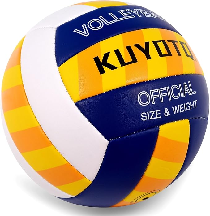 KUYOTQ Official Size 5 in&Outdoor Beach Volleyball,3MM Thickened Surface Soft Leather Youth Womens Mens Volleyball for Game Gym Training(Deflated)