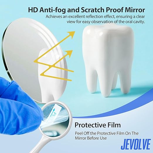 100 PCs Dental Mouth Mirrors by JEVOLVE | White Oral Dental Mirror for Crafting, Jewelry Making, Painting, Model Building, and DIY Projects – Clear Reflection, Easy Handling, Multi-Purpose
