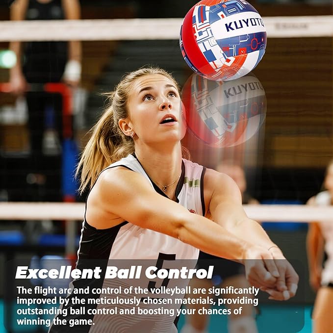 KUYOTQ Official Size 5 in&Outdoor Beach Volleyball,3MM Thickened Surface Soft Leather Youth Womens Mens Volleyball for Game Gym Training(Deflated)